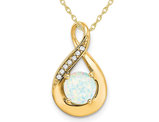 4/5 carat (ctw) Lab-Created Opal Pendant Necklace in 14K Yellow Gold Sterling with Chain